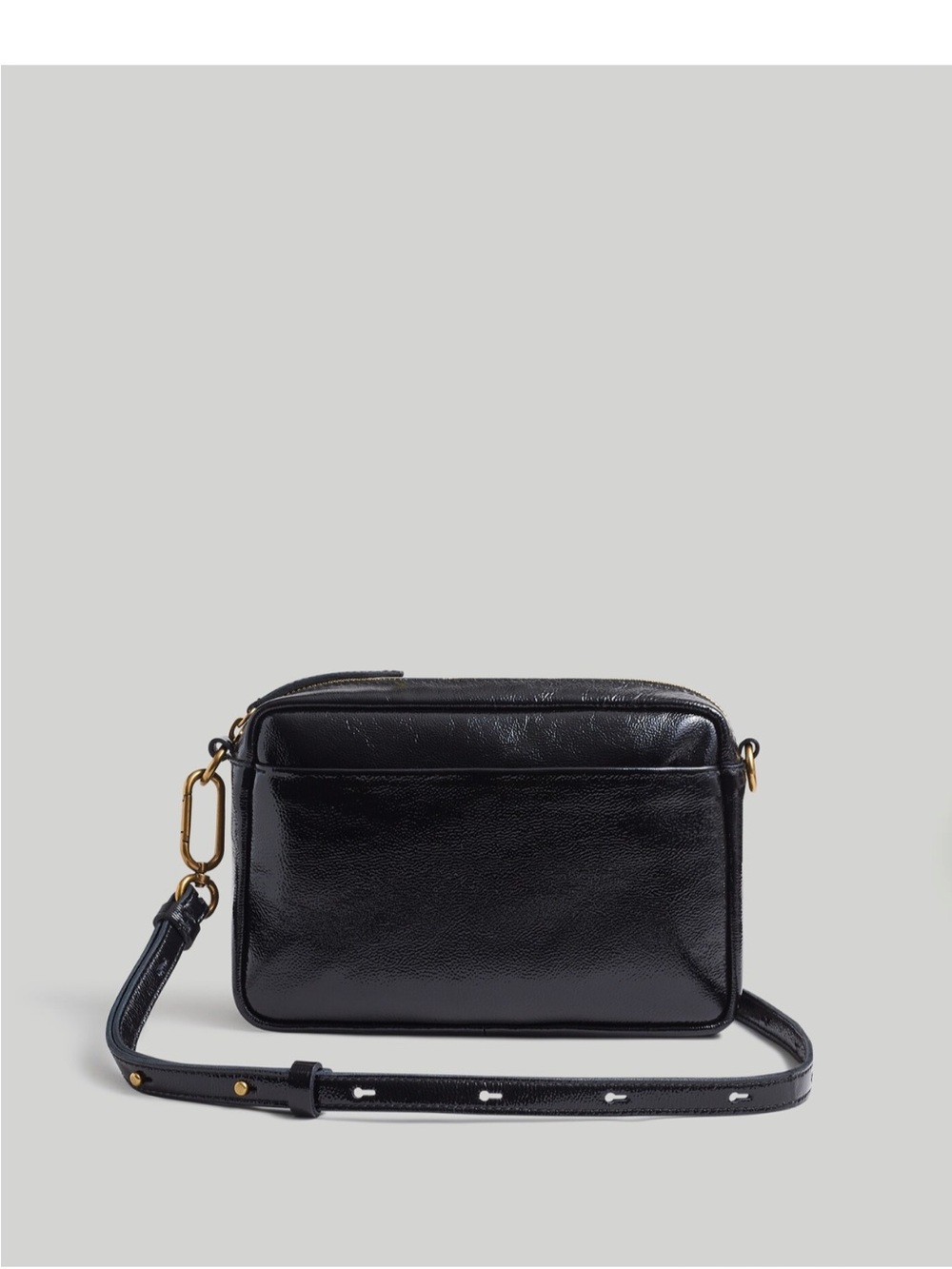 Madewell Black Patent Leather Crossbody with Gold Hardware Accent